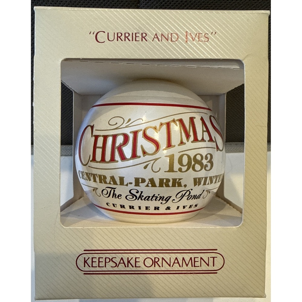 Hallmark 1983 Christmas Currier and Ives Ornament Skating Pond @ Central-Park